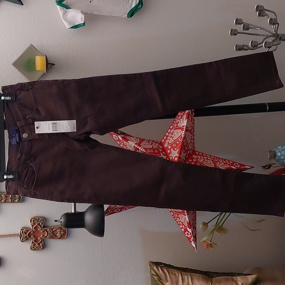 Brown straight leg twill pants/jeans